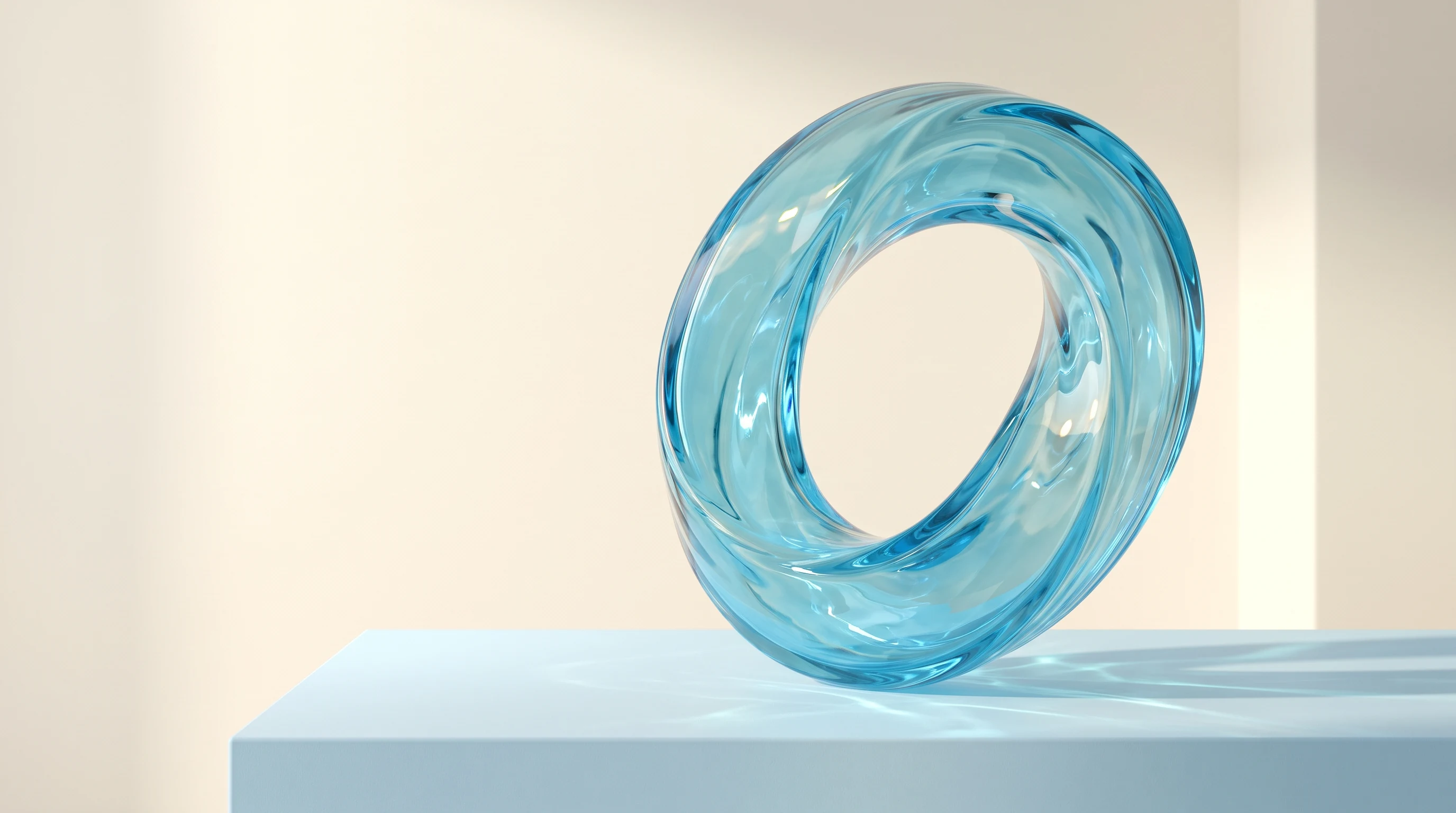 A sculptural glass loop representing connected care